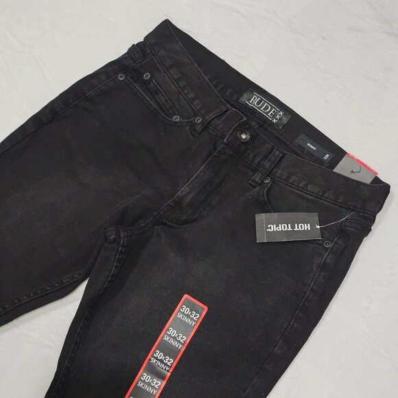 RUDE ✦ Men’s Skinny Jeans ✦ Black Distressed Cotton Denim ✦ 30x32 ✦ NWT - Picture 3 of 9